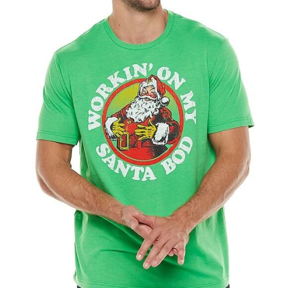 NWT Working on My Santa Bod Green T-shirt size 2XB - Picture 1 of 6